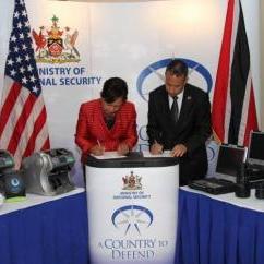 Chargé d’Affairs of the U.S. Embassy in Port of Spain Margaret Diop and Minister of National Security Gary Griffith