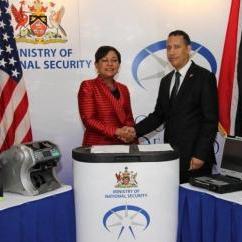 Chargé d’Affairs of the U.S. Embassy in Port of Spain Margaret Diop and Minister of National Security Gary Griffith